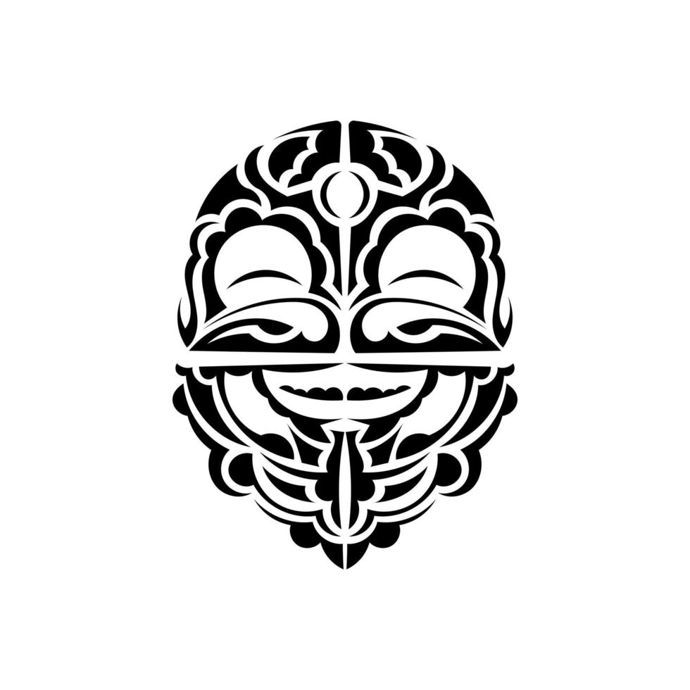 Viking faces in ornamental style. Maori tribal patterns. Suitable for prints. Isolated. Black ornament, vector illustration.