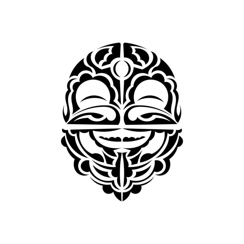 Viking faces in ornamental style. Maori tribal patterns. Suitable for prints. Isolated. Black ornament, illustration. vector