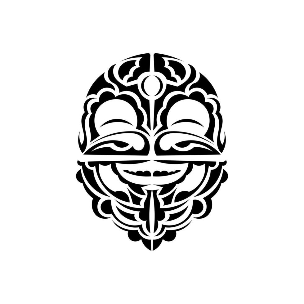 Viking faces in ornamental style. Maori tribal patterns. Suitable for prints. Isolated. Black ornament, vector illustration.