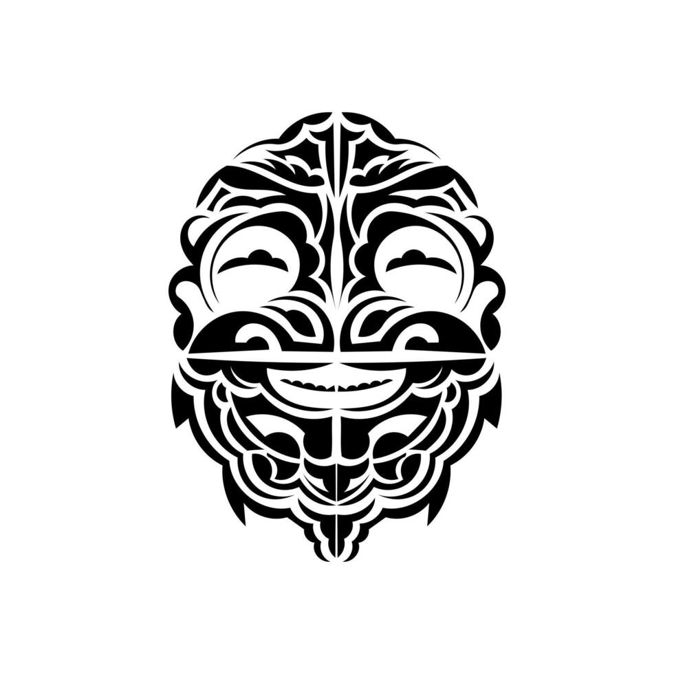Ornamental faces. Polynesian tribal patterns. Suitable for prints. Isolated. . vector