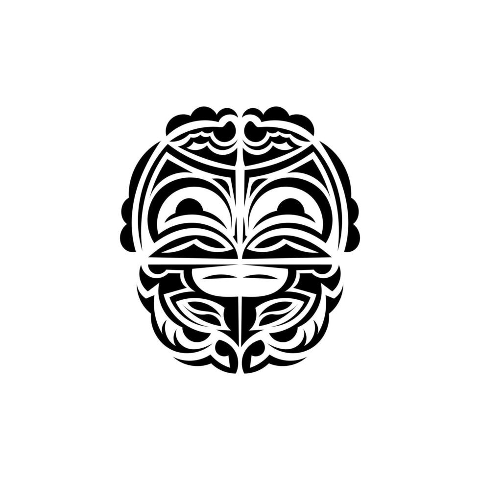 Viking faces in ornamental style. Maori tribal patterns. Suitable for tattoos. Isolated. Black ornament, . vector