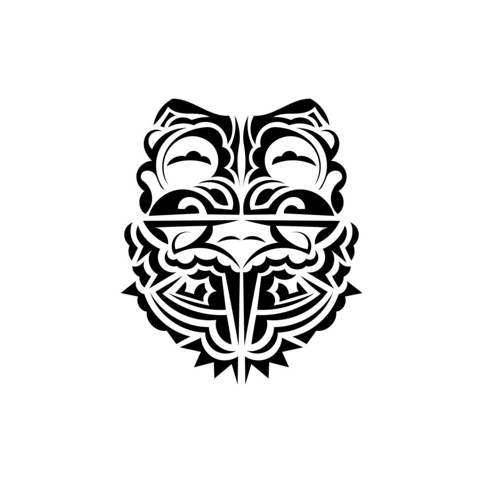 Ornamental faces. Polynesian tribal patterns. Suitable for tattoos. Isolated. Vector illustration.