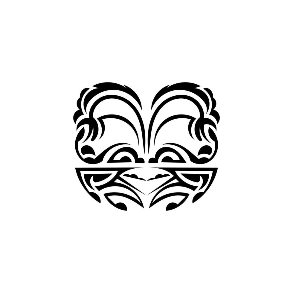 Viking faces in ornamental style. Polynesian tribal patterns. Suitable for prints. Isolated. Vector illustration.