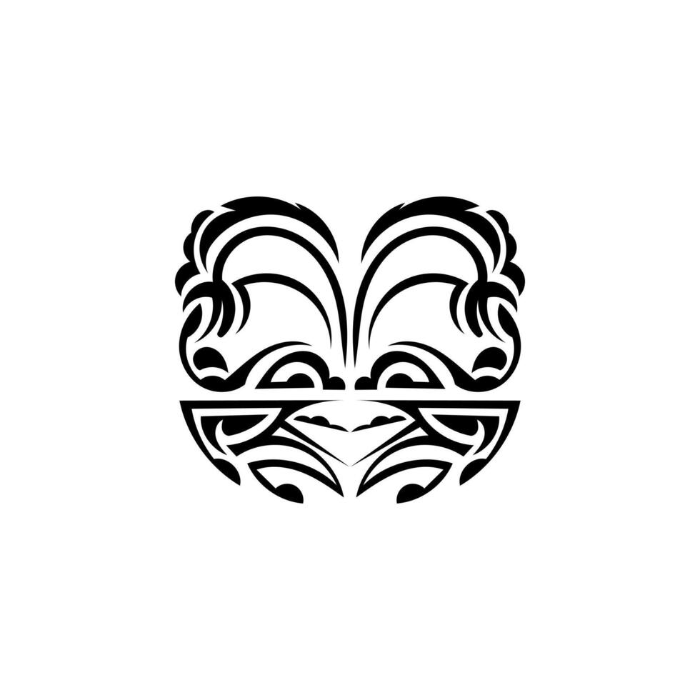 Viking faces in ornamental style. Polynesian tribal patterns. Suitable for prints. Isolated. Vector illustration.