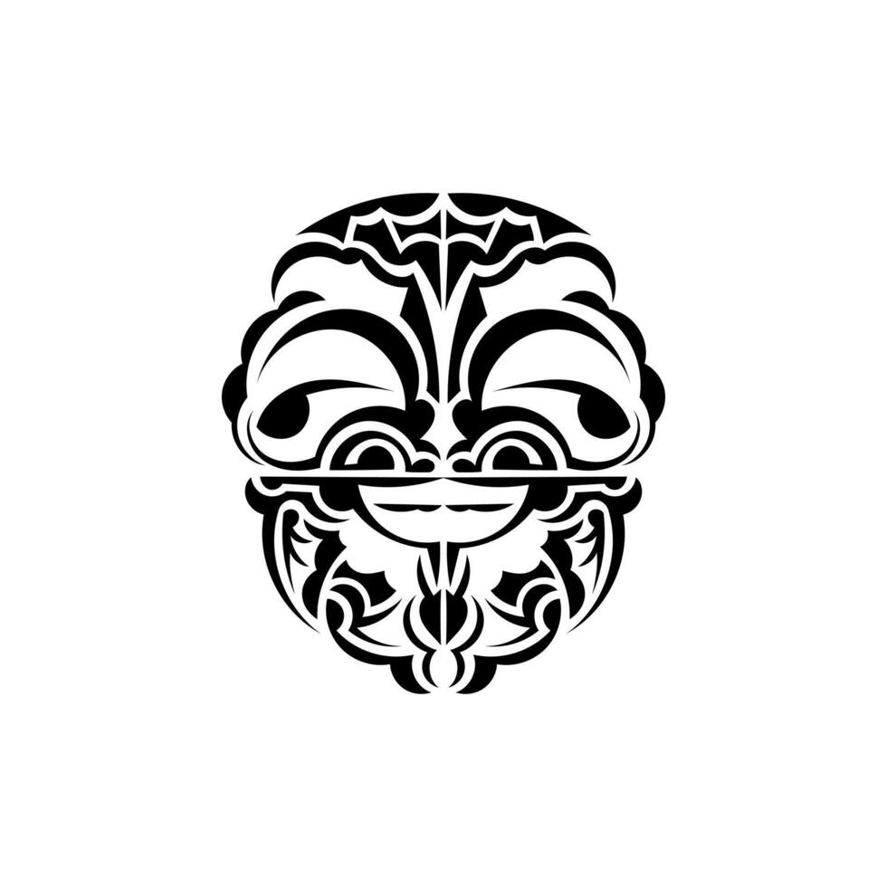 Ornamental faces. Maori tribal patterns. Suitable for prints. Isolated. Black ornament, illustration. vector