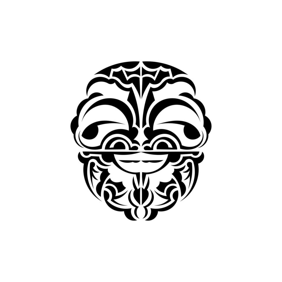 Ornamental faces. Maori tribal patterns. Suitable for prints. Isolated. Black ornament, vector illustration.