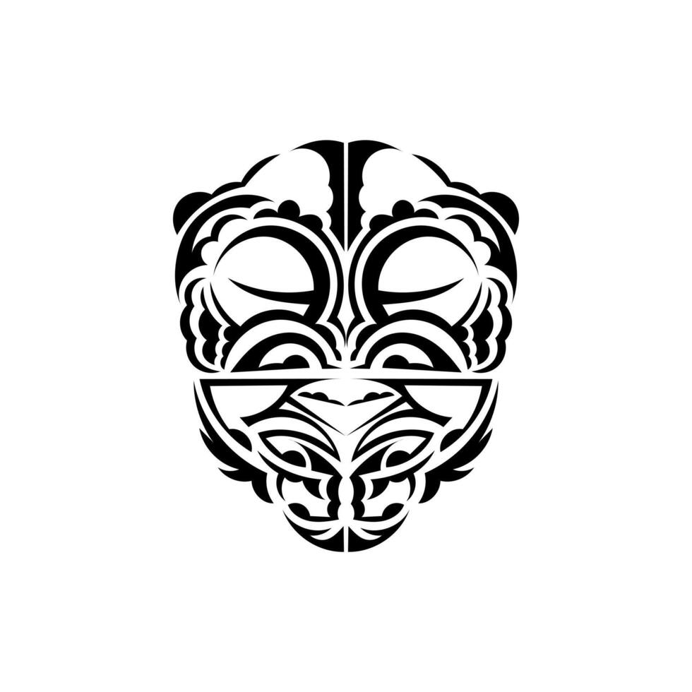Ornamental faces. Maori tribal patterns. Suitable for prints. Isolated. Vector illustration.