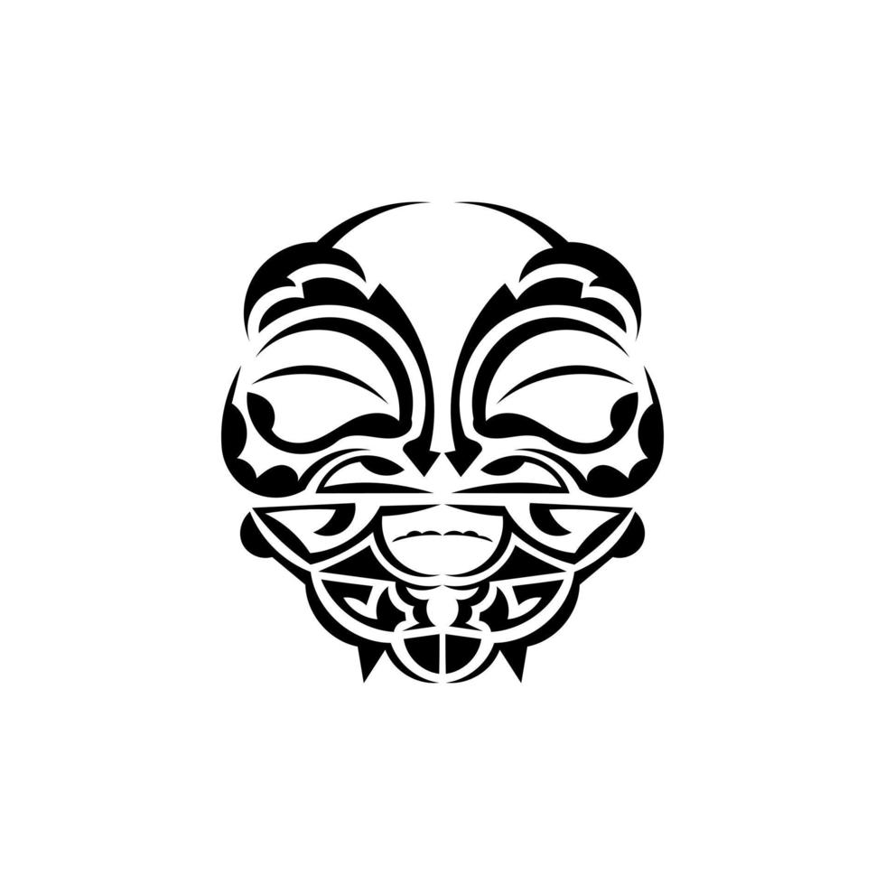 Ornamental faces. Maori tribal patterns. Suitable for prints. Isolated on white background. Vector illustration.