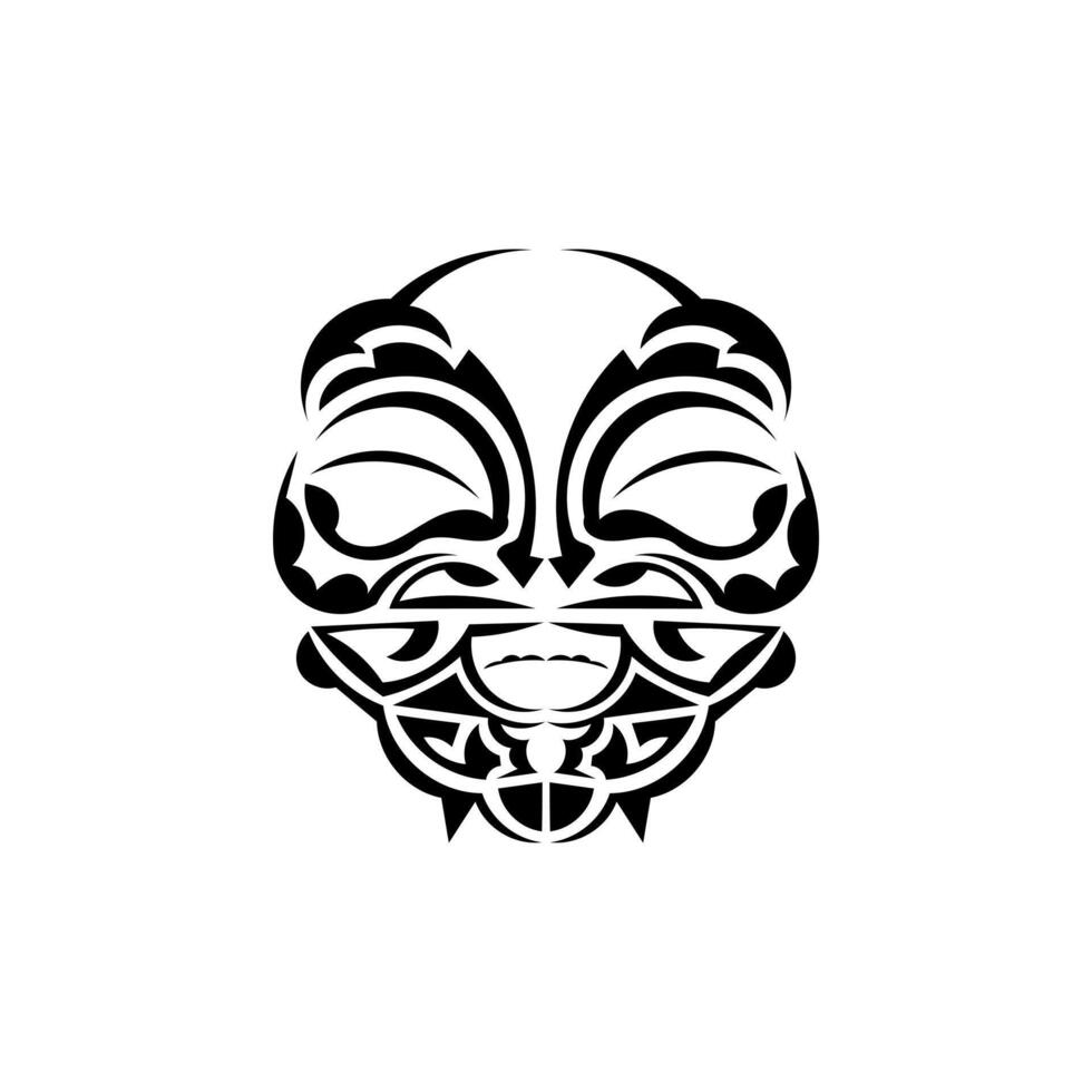 Ornamental faces. Maori tribal patterns. Suitable for prints. Isolated on white background. Vector illustration.