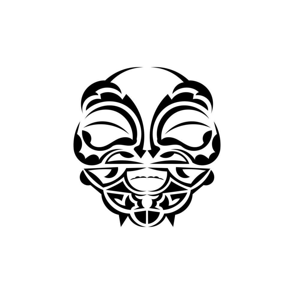 Ornamental faces. Maori tribal patterns. Suitable for prints. Isolated on white background. Vector illustration.