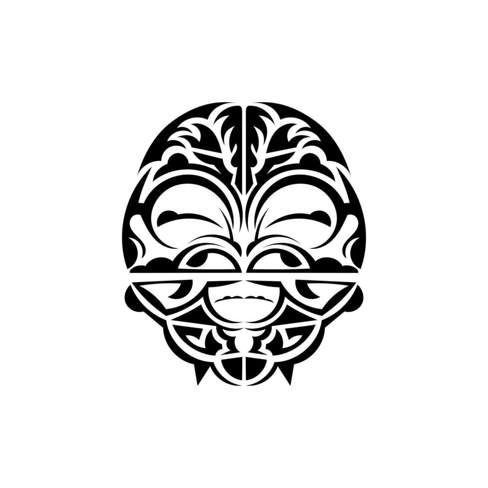 Viking faces in ornamental style. Hawaiian tribal patterns. Suitable for prints. Isolated. . vector