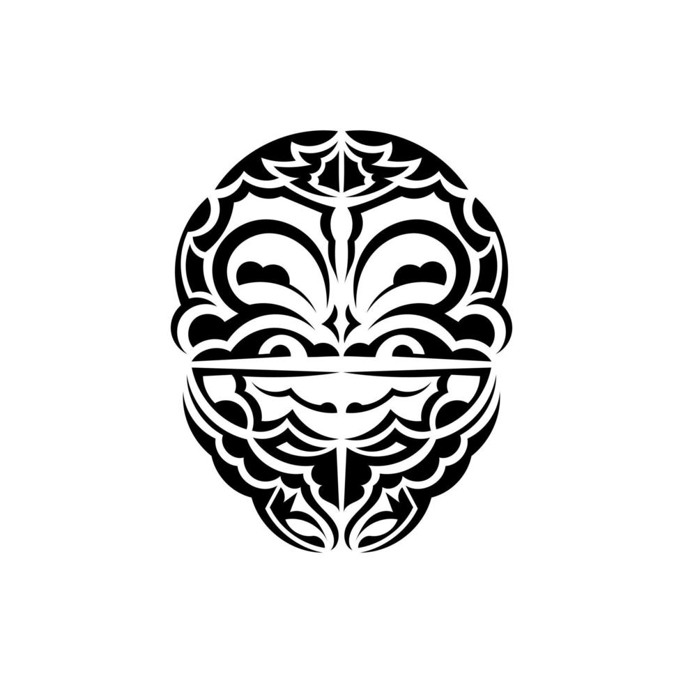 Ornamental faces. Maori tribal patterns. Suitable for prints. Isolated on white background. Black ornament, vector. vector