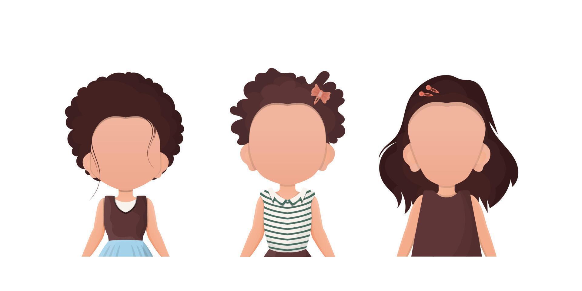 conjunto pequeño muchachas niño es representado cintura alto. aislado en blanco antecedentes. vector. vector