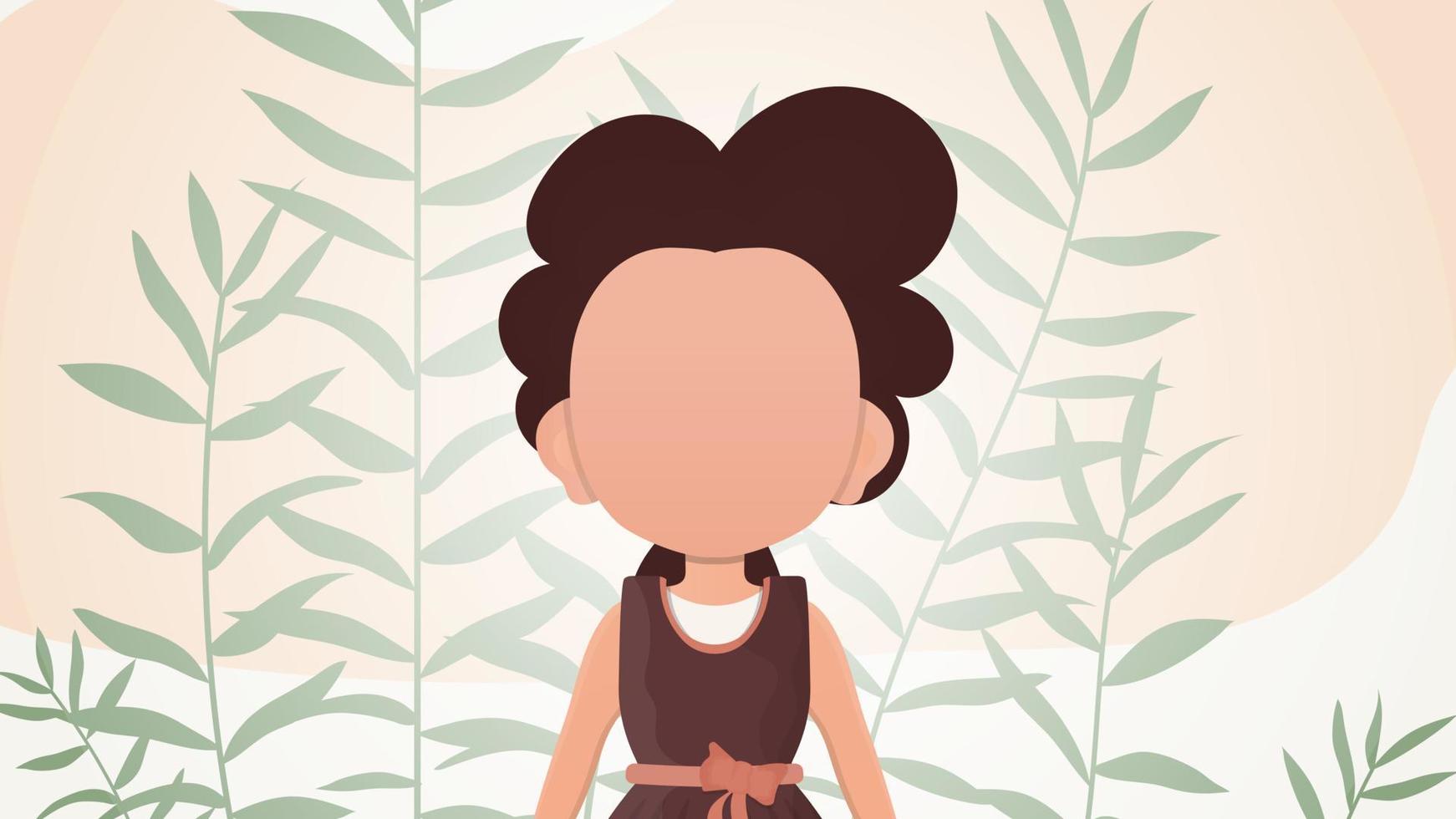 Little girl in flat style. Poster with a teenage girl. Vector. vector