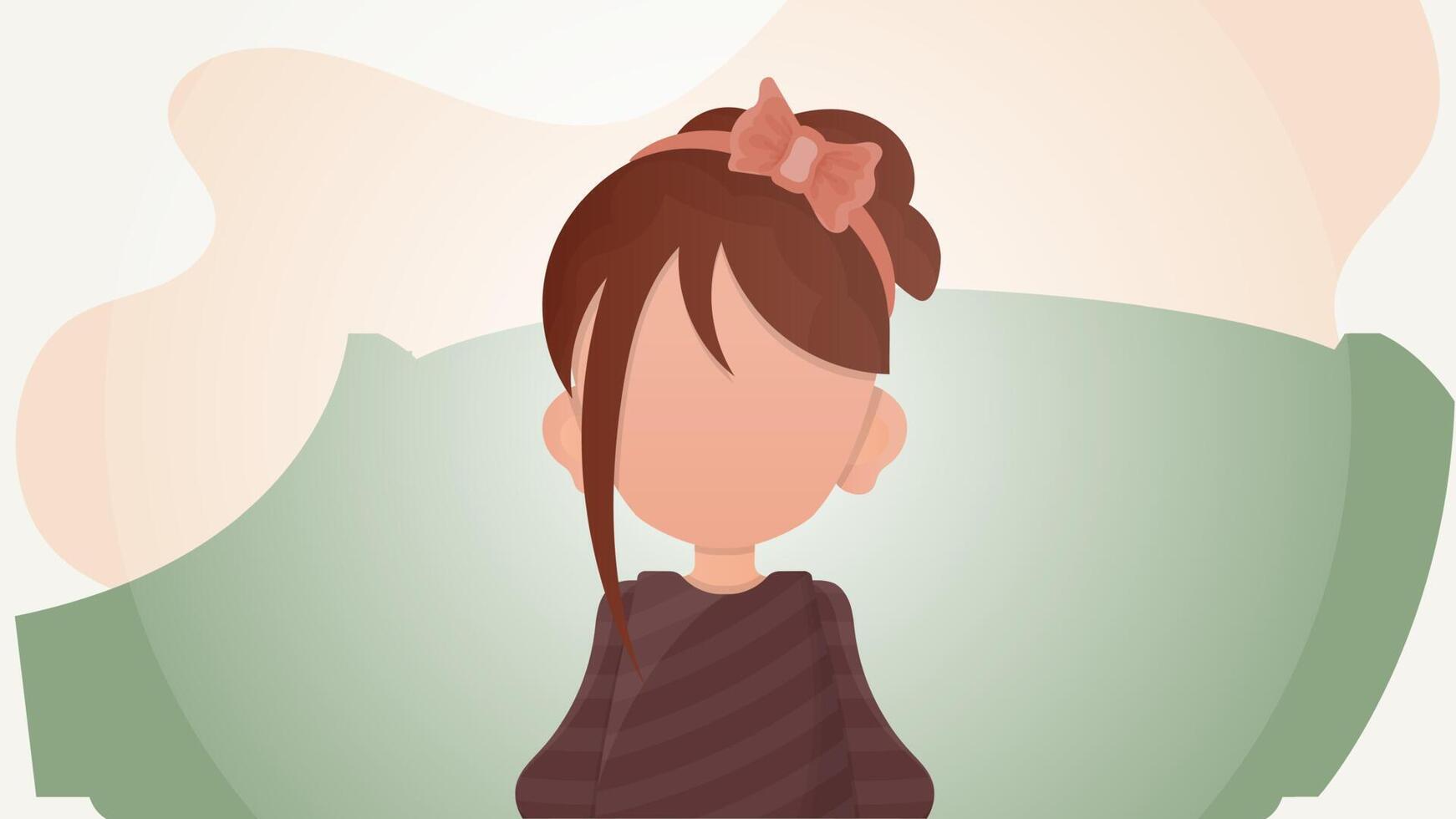 Little girl child in flat style. Poster with a teenage girl. illustration. vector