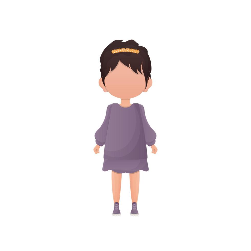 Cute girl in full growth. Isolated. Previous illustration. vector