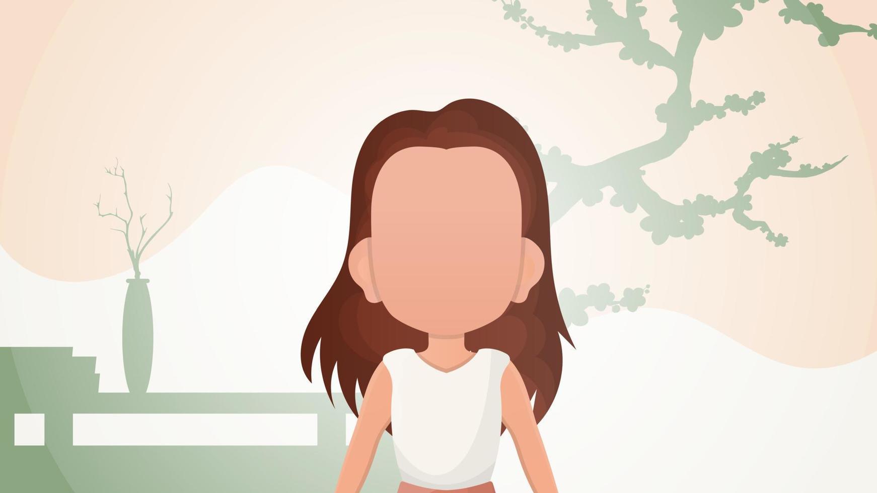 Cute baby girl in flat style. Poster with a teenage girl. Vector. vector