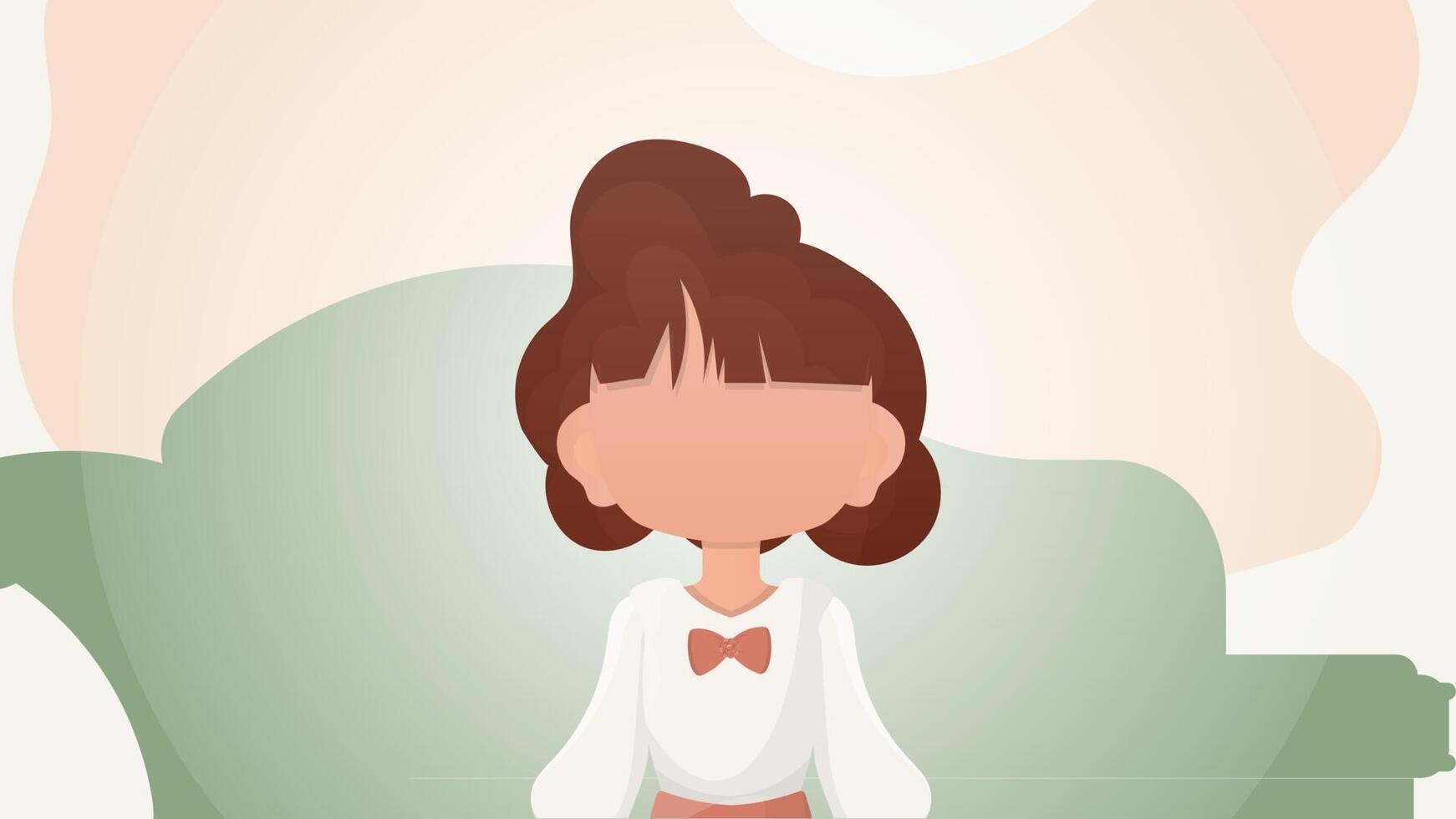 Cute girl in flat style. Poster with a teenage girl. . vector