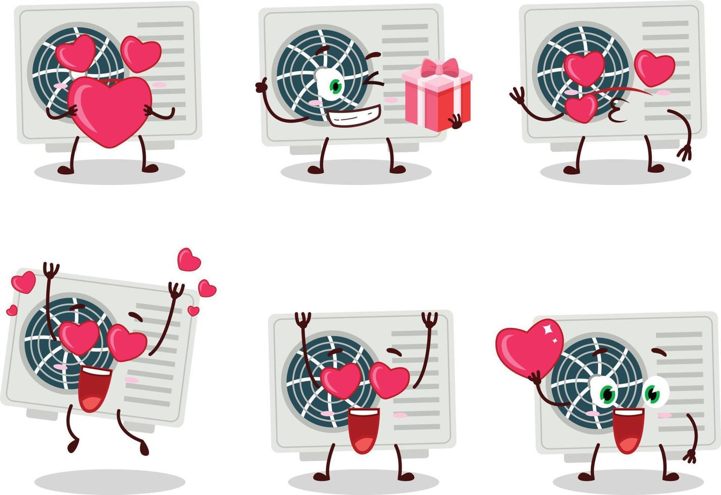 aire acondicionador dibujos animados personaje con amor linda emoticon vector
