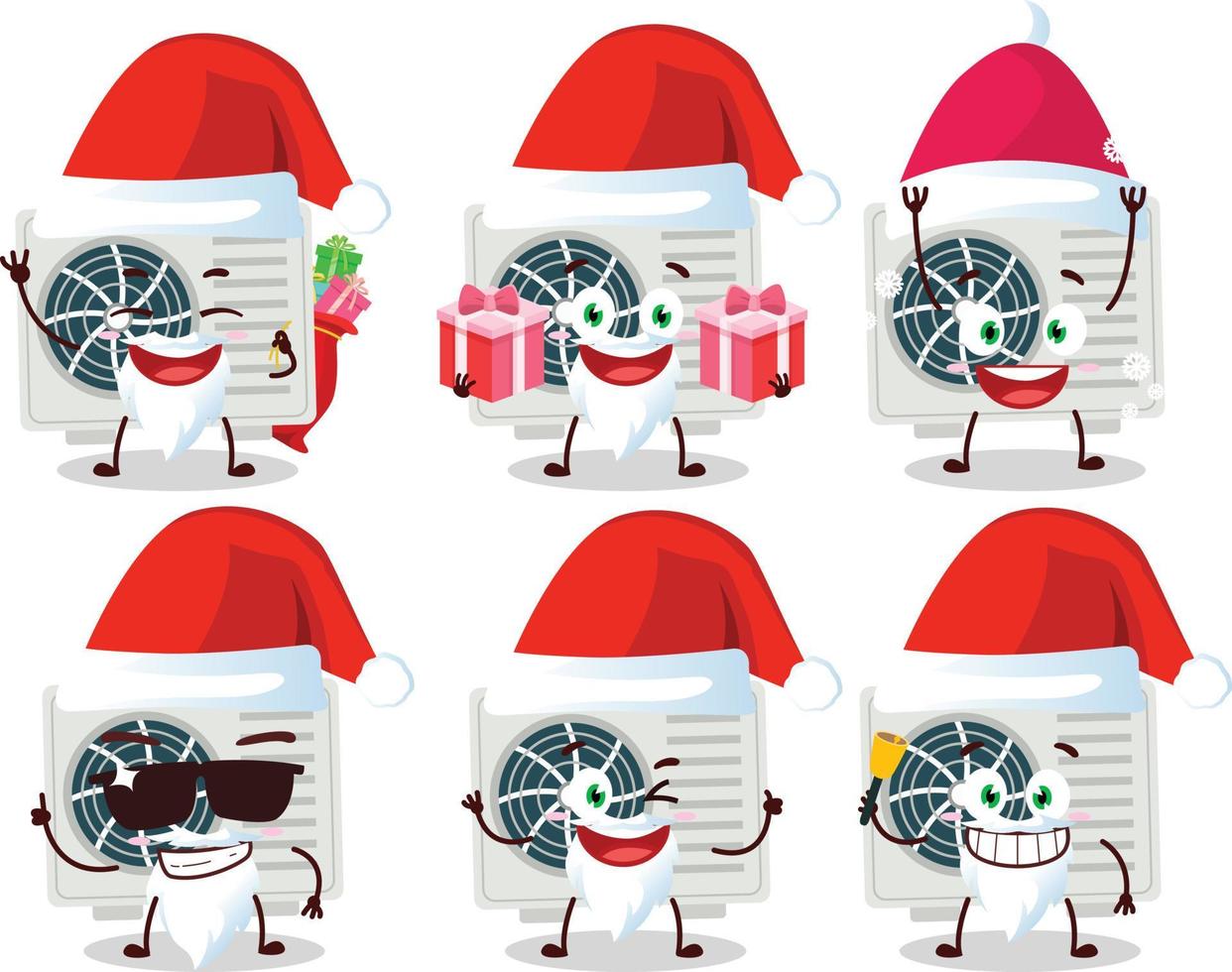 Santa Claus emoticons with air conditioner cartoon character vector