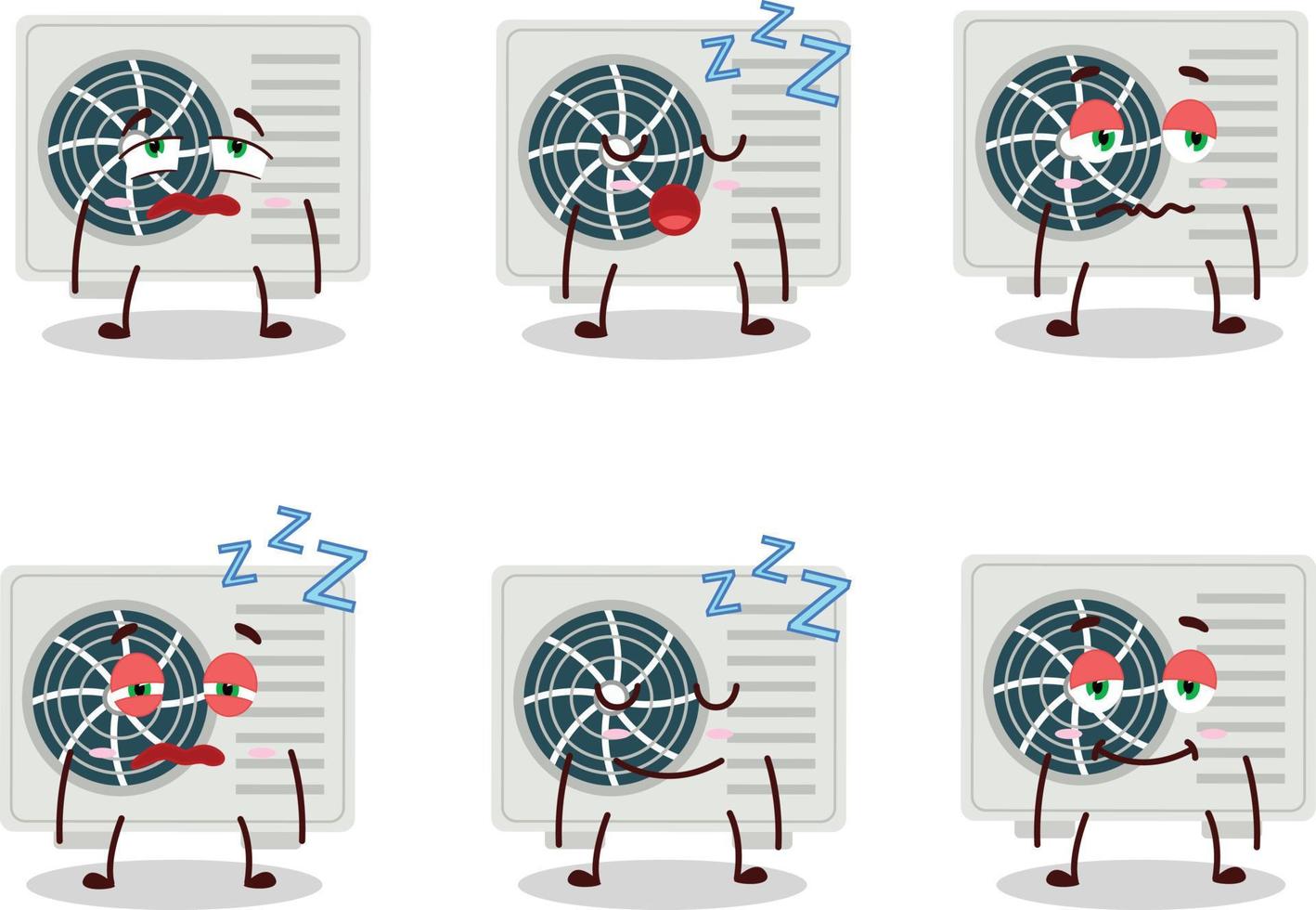 Cartoon character of air conditioner with sleepy expression vector
