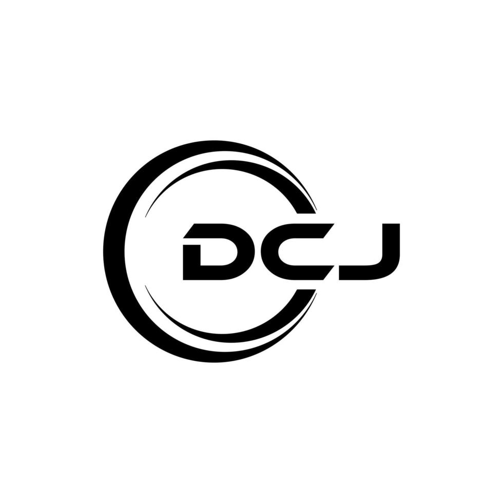 DCJ letter logo design in illustration. Vector logo, calligraphy designs for logo, Poster, Invitation, etc.