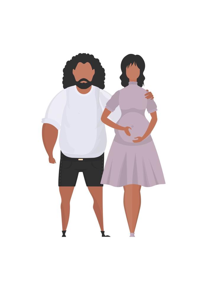 el hombre y el embarazada mujer son representado en lleno crecimiento. aislado. contento el embarazo concepto. vector ilustración en un plano estilo.