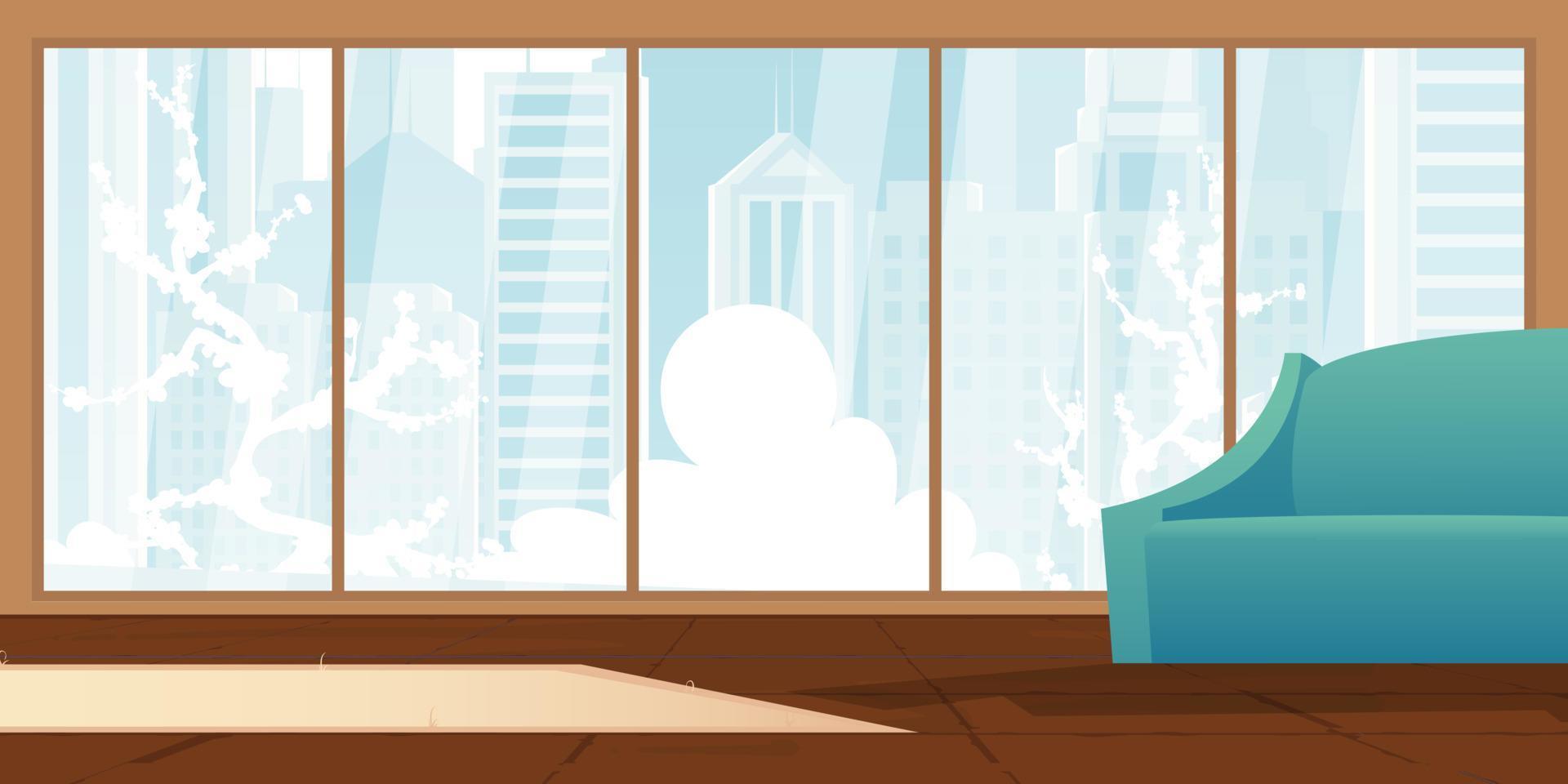 Room With a large panoramic window for your scenes. Vector illustration.