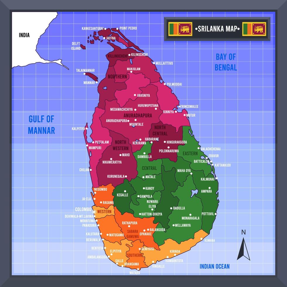 Sri Lanka Country Map And Flag vector