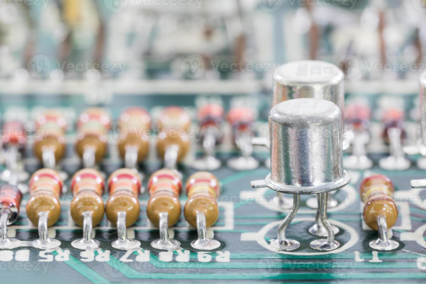 Closeup electronic hardware on the circuit board photo
