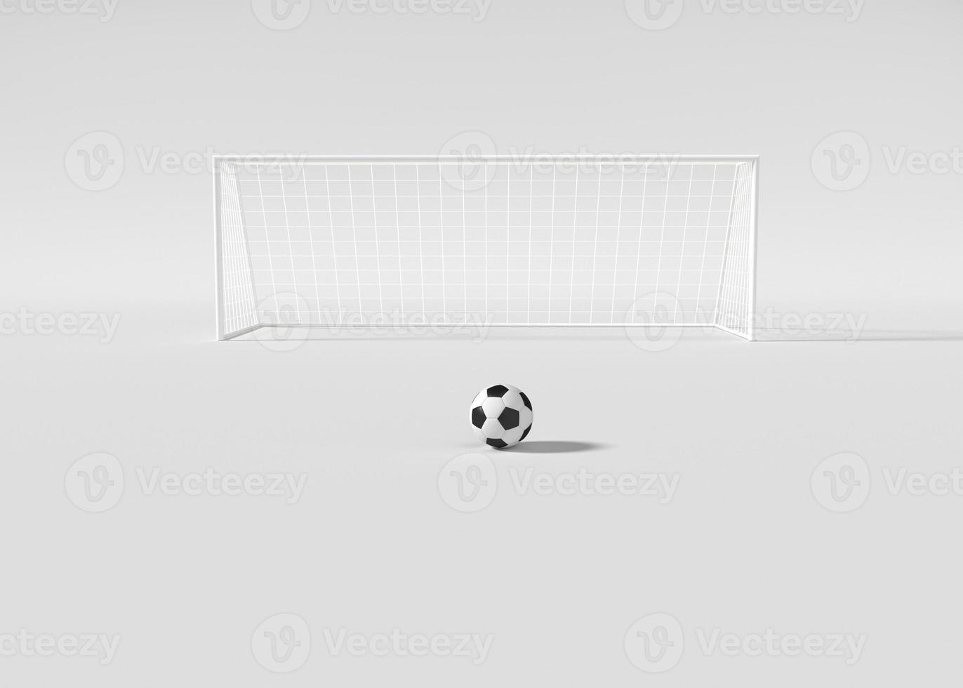 Football goal and soccer ball isolated on white background. 3d render photo