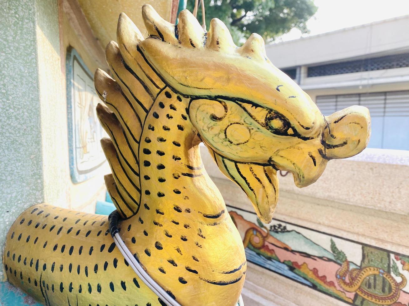 Dragon statue,  dragon symbol, dragon Chinese, is a beautiful Thai and Chinese architecture of shrine, temple. A symbol of good luck and prosperity during the Chinese New Year celebrations. photo