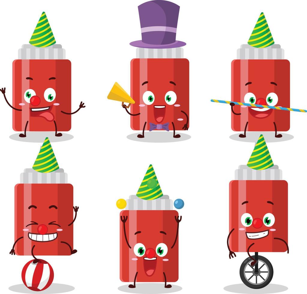 Cartoon character of sauce bottle with various circus shows vector