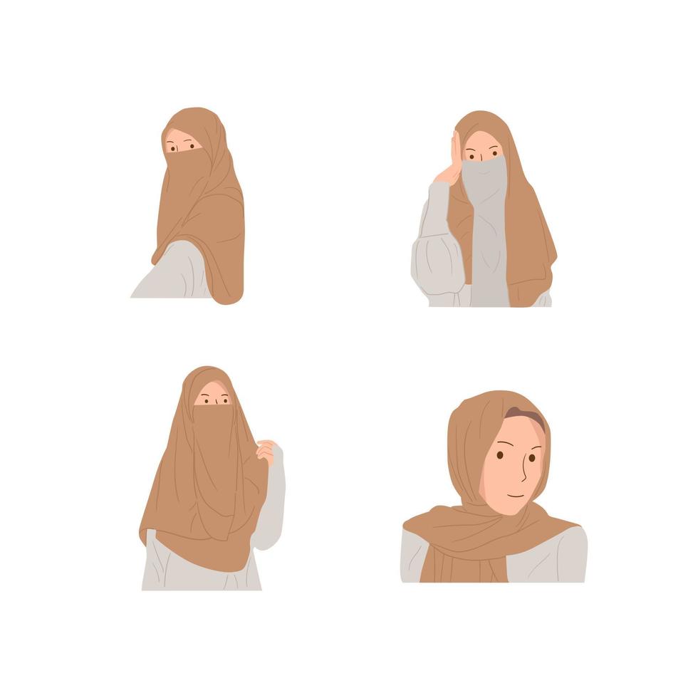 hijab musulmán mujer personaje colección vector