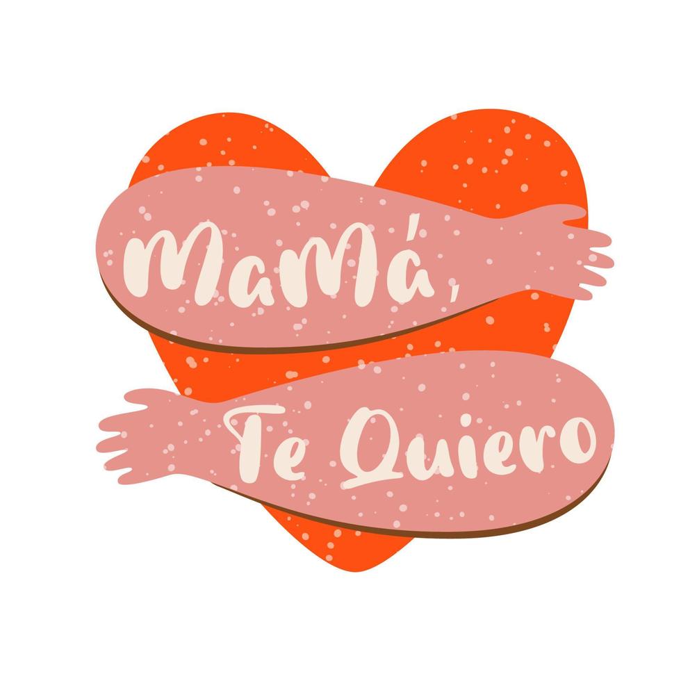 Mother Day greeting card. Romantic banner with pink heart hugs ...
