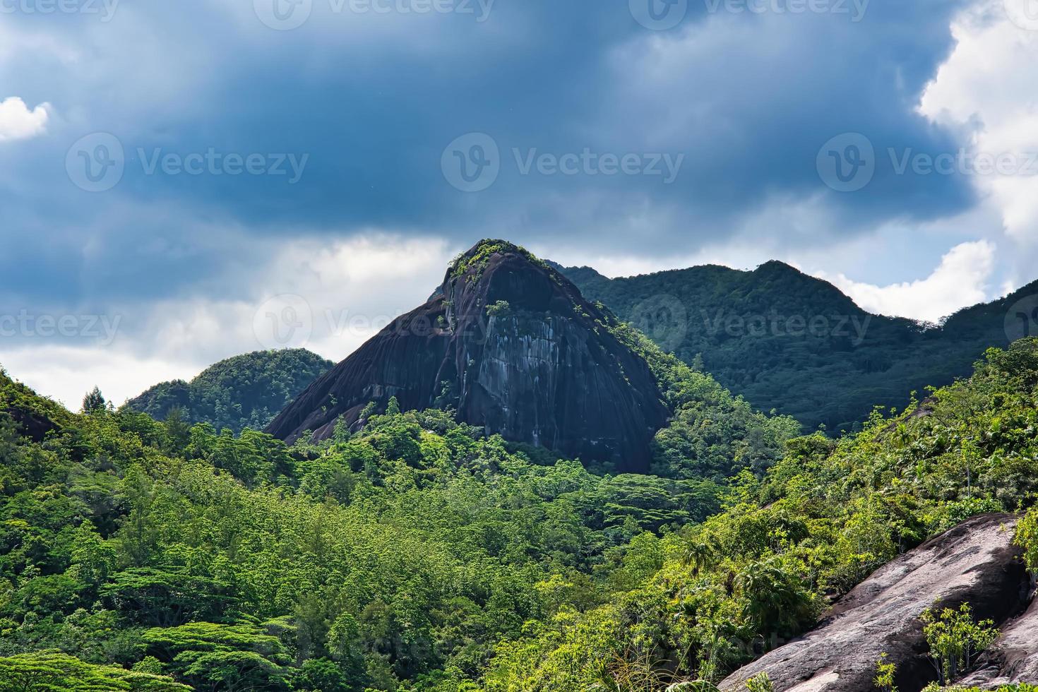 Anse major nature trail huge granite rock inside the forest, Mahe Seychelles photo