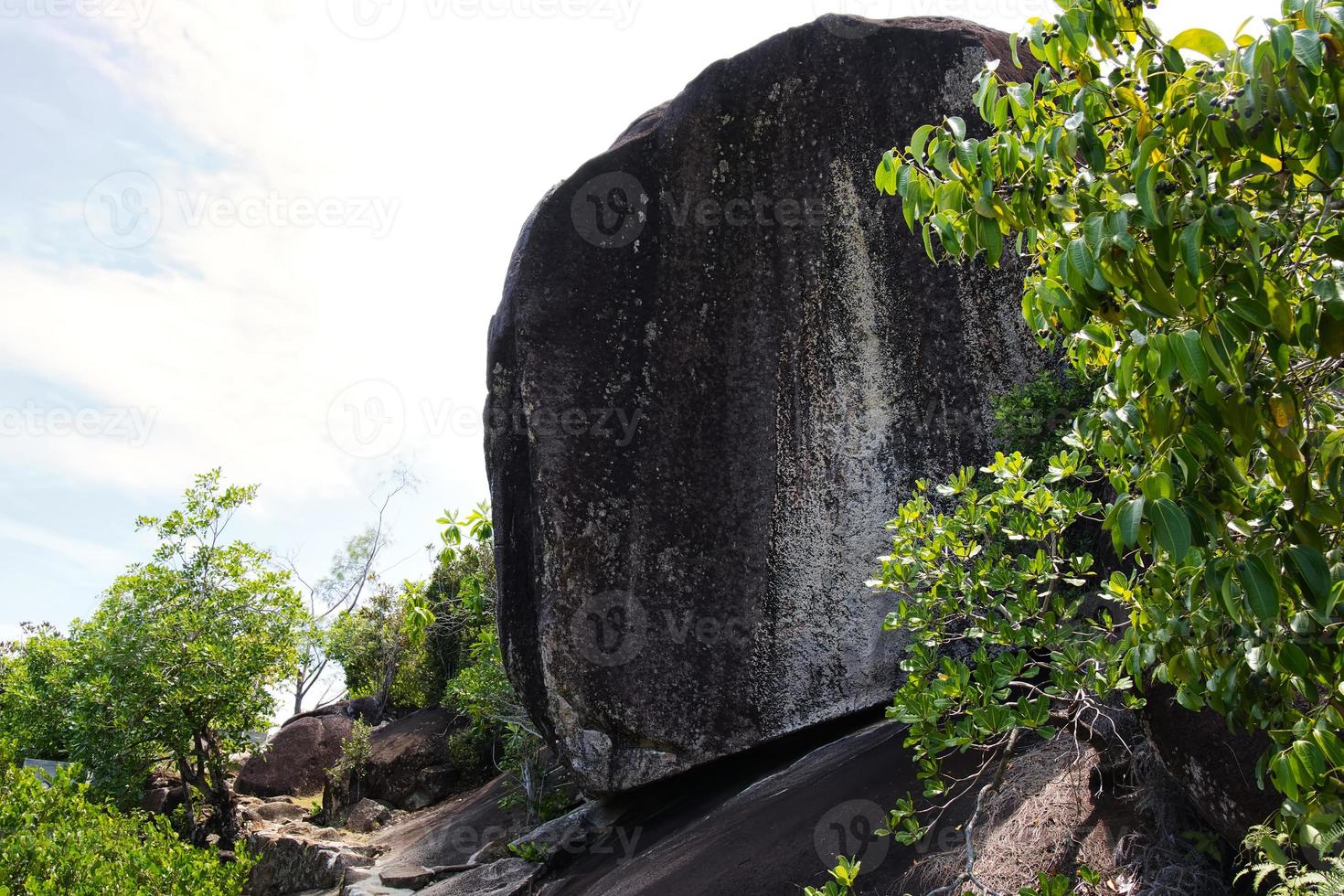 anse major nature trail Huge rock boulder, Mahe Seychelles photo