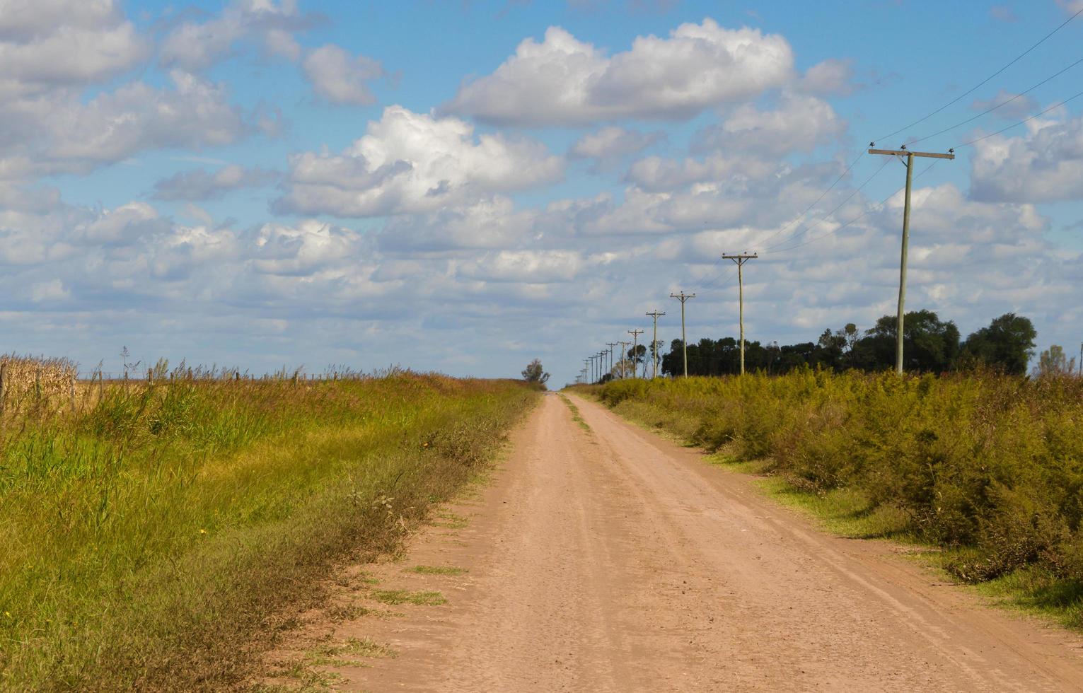 concept of distance with field road in the plain photo