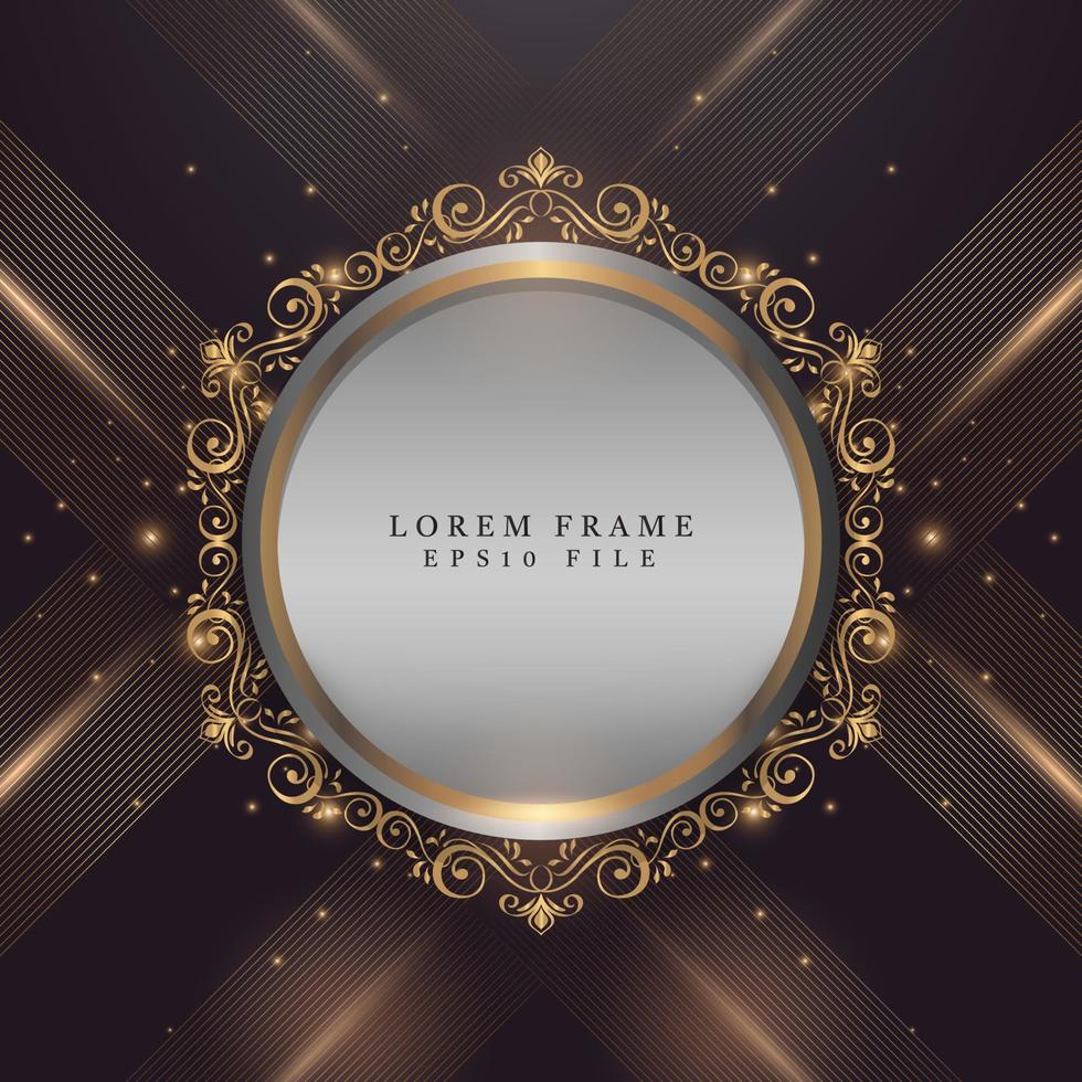 rounded gold and silver frame design vector