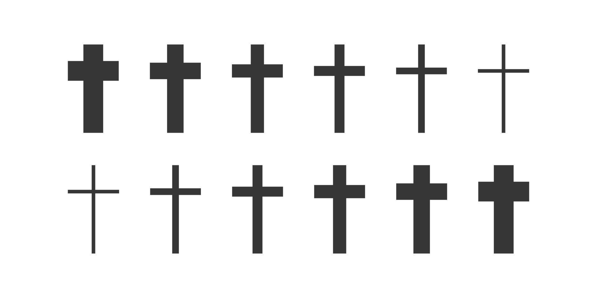 Set of Christian cross vector symbol. Christian cross icons.