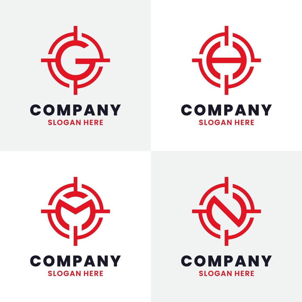 Set of Letter Initial Target Logo Template Design. Vector illustration