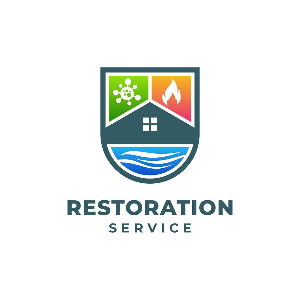 edificio restauracion servicios logo vector