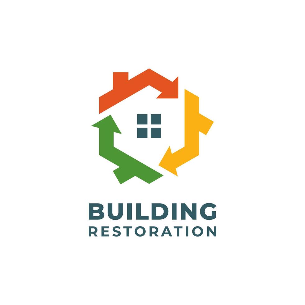 edificio restauracion logo vector