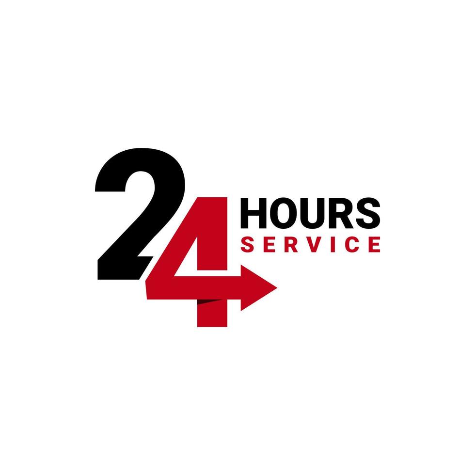 Twenty four hour service vector icon for your business. Logo element illustration, emblem, label, badge, sticker. Simple 24 hour service concept. Can be used in web and mobile.