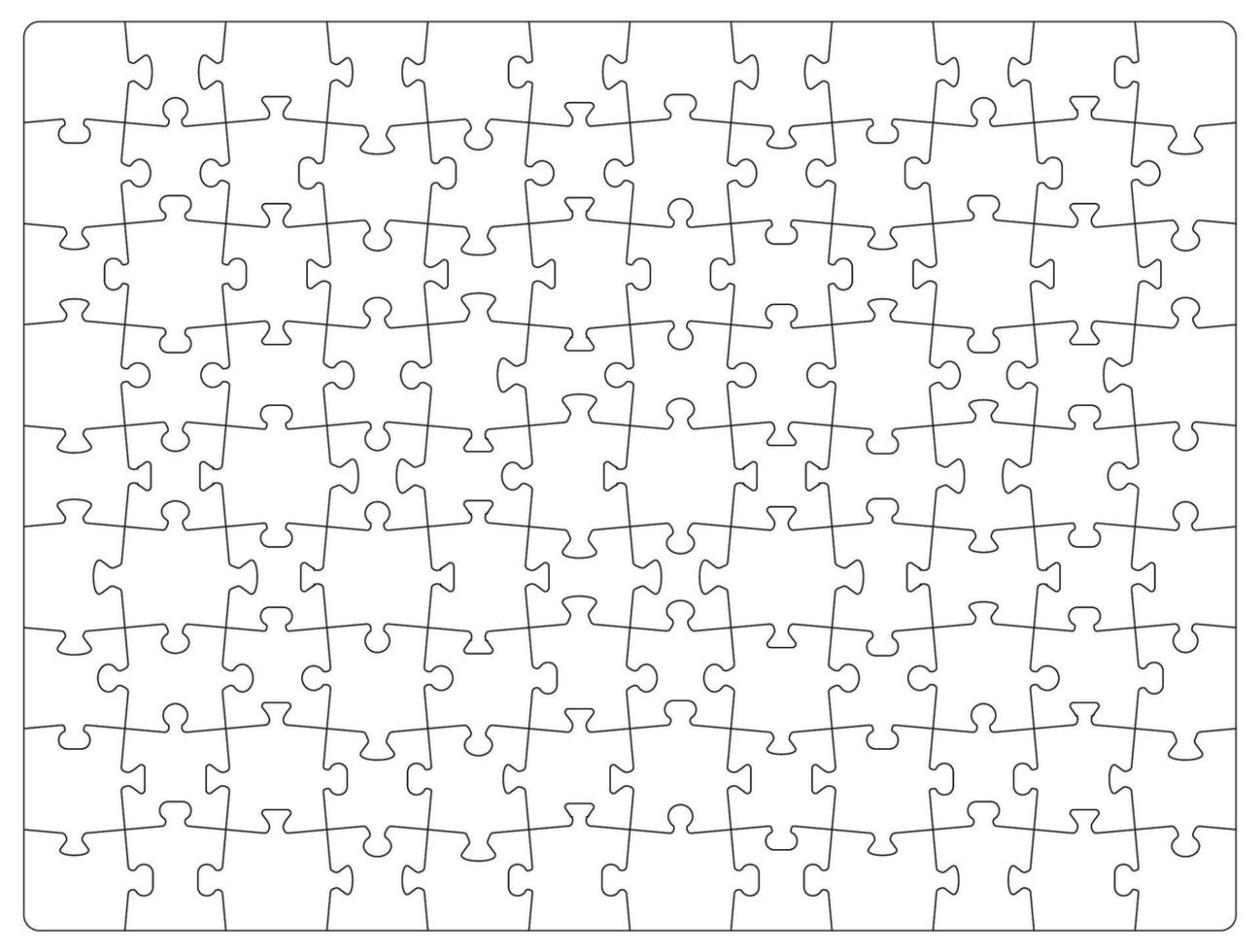 Jigsaw puzzle grid template, blank white pieces vector