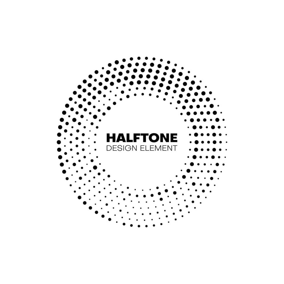 Halftone circle frame border with pattern of dots vector