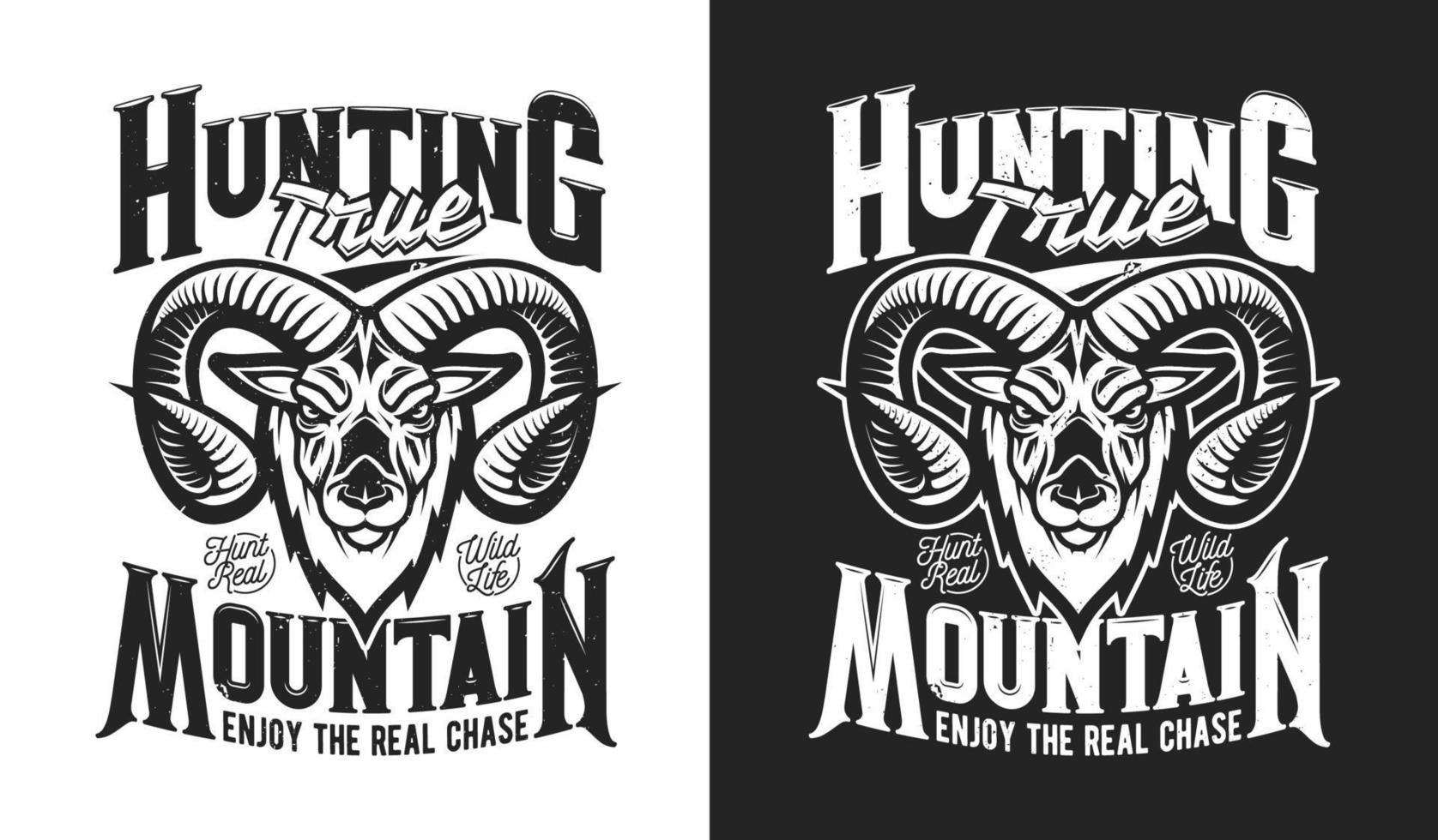 Mountain goat mascot, hunting club t-shirt print vector