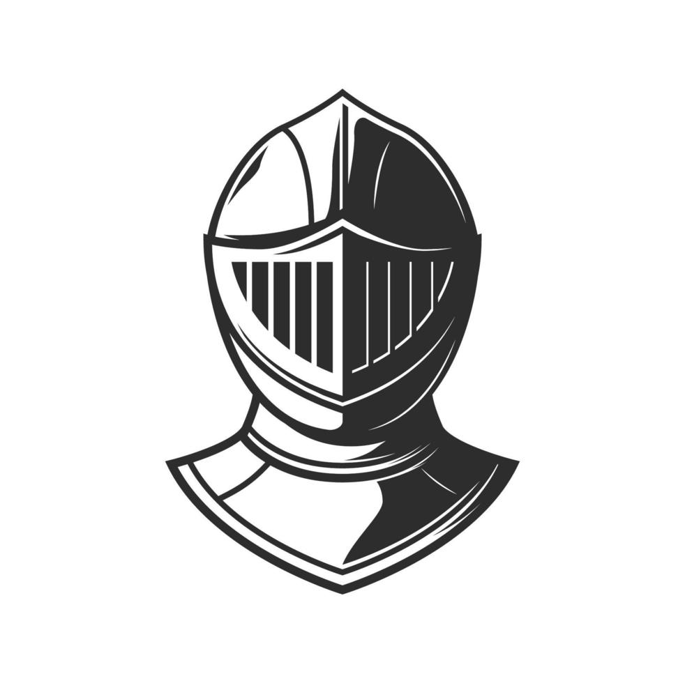 Knight warrior helmet, heraldry armor with visor vector