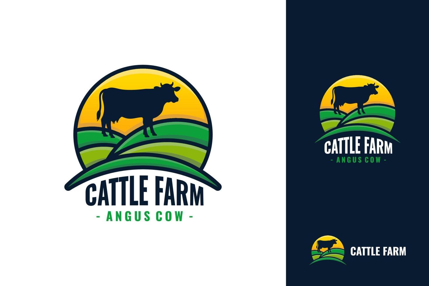 Cattle farm logo template design. Black angus badge vector. vector