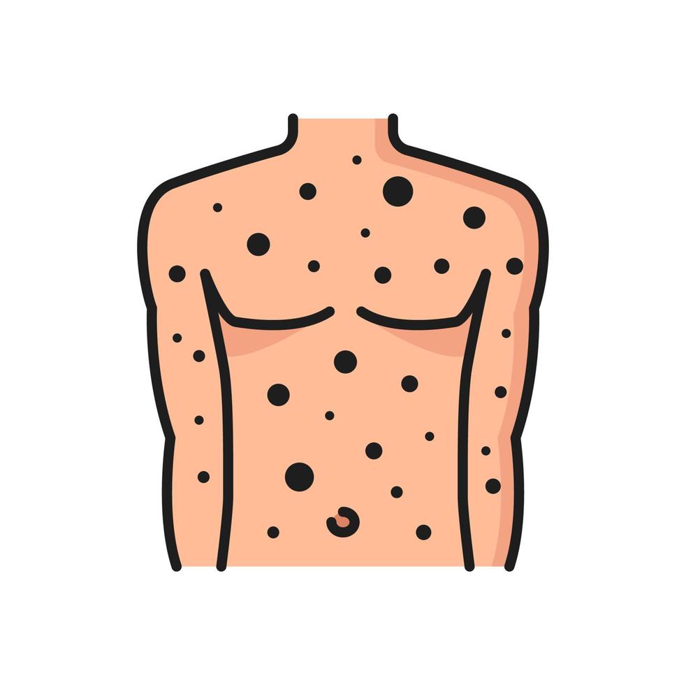 Allergy rash or acne symptom color line icon vector